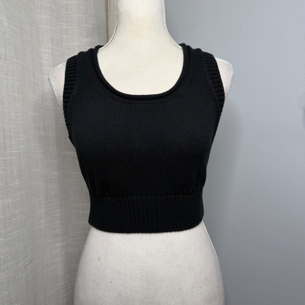 Reformation Norma Cotton Sweater Tank Crop Black‎ Knit Organic Roll Neck Medium